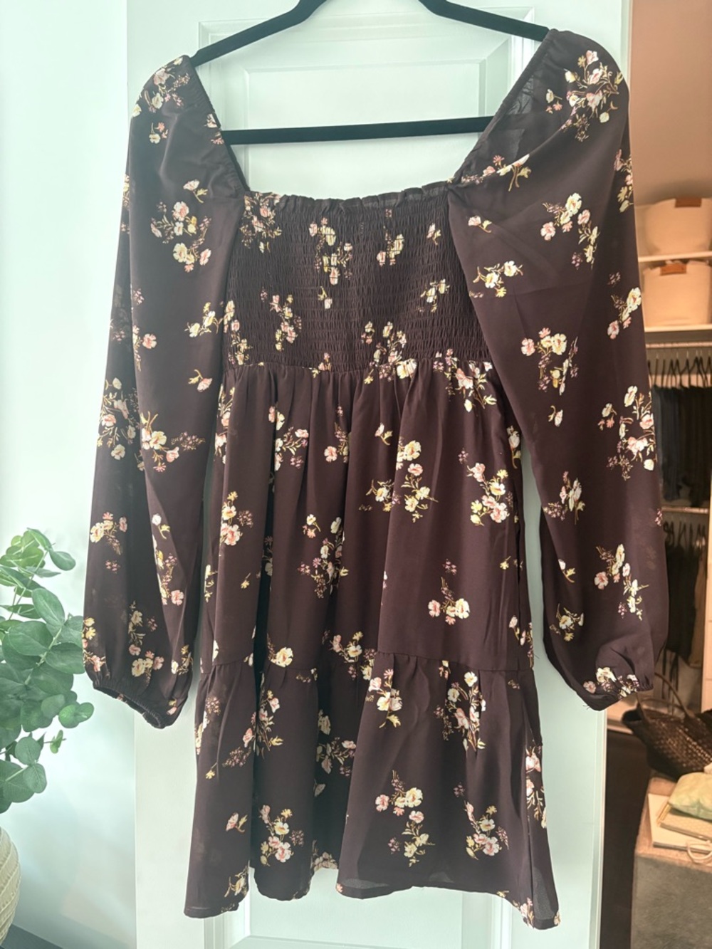 Abercrombie & Fitch Plum Brown Smocked Top Dress